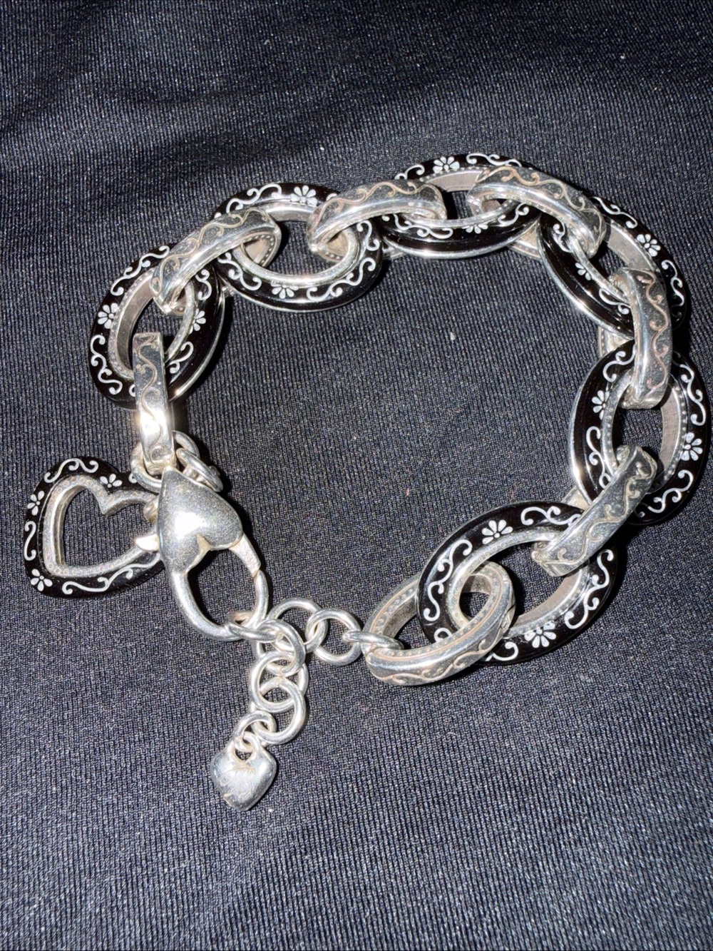 Brighton Black and Silver Heart Link Bracelet